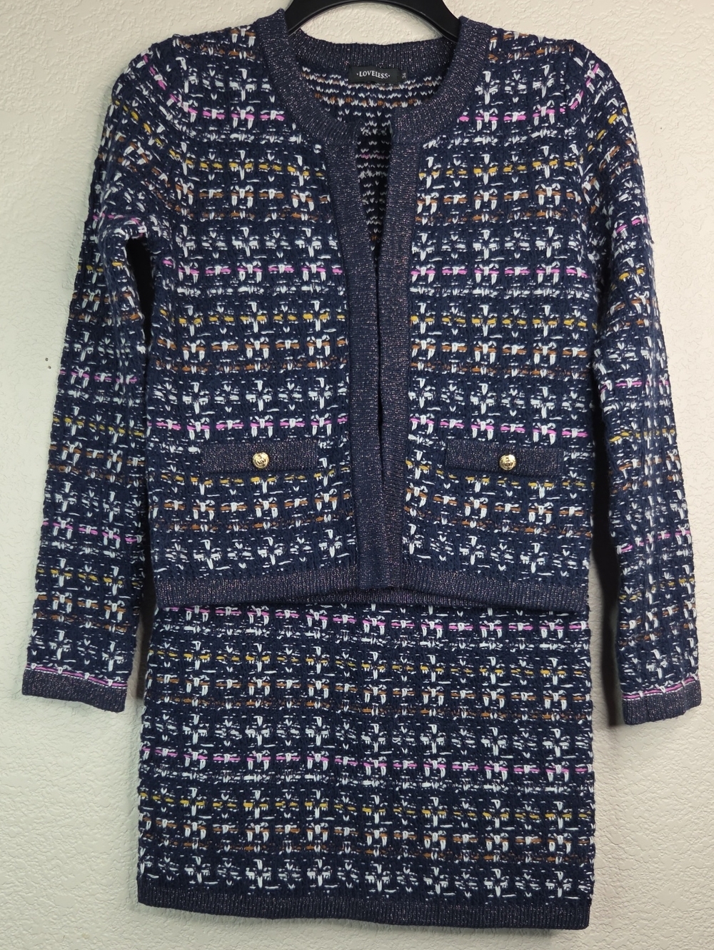 Loveless Tokyo Navy Wool Jacket & Skirt Set, Japanese Designer Set